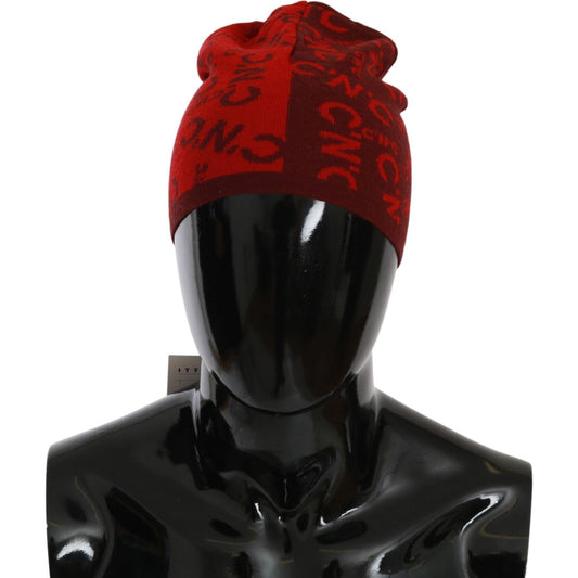 Costume National Red Wool Blend Branded Beanie Hat1728,50% Acrylic,67345645728,Accessories,Beanie - Hats - Accessories,Costume National,Hats & Caps - Men - Accessories,Hats - Accessories,Material: 50% Wool,Men,Men - Accessories,New with tags,Red