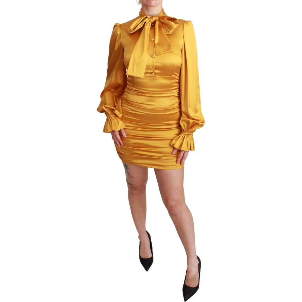 Dolce & Gabbana Yellow Silk Stretch Sheath Bodycon Mini Dress DR2555-40