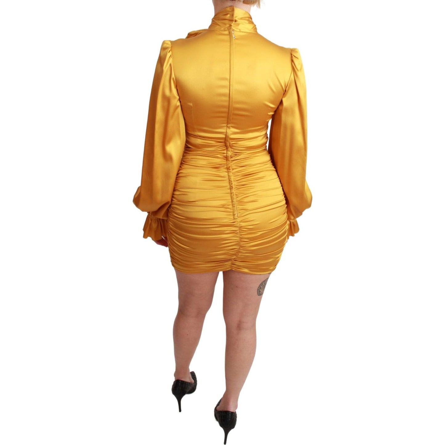 Dolce & Gabbana Yellow Silk Stretch Sheath Bodycon Mini Dress DR2555-40