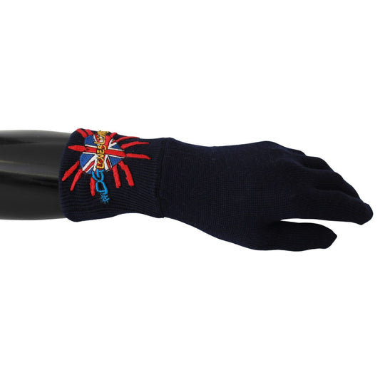 Dolce & Gabbana Blue #DGLovesLondon Embroidered Wool Gloves