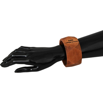 Costume National Brown Wooden Branded Bracelet 1728,67345645728,Accessories,Bracelets - Jewellery - Accessories,Bracelets - Women - Jewelry,Brown,Category - Jewellery,Costume National,Jewellery - Accessories,Jewelry,Material: Wood,Men,New with tags,Women,