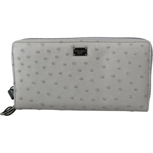 Dolce & Gabbana White Ostrich Leather Continental Mens Clutch Wallet 1728,67345645728,Accessories,Bags,Dolce & Gabbana,Gray,Material: 100% Ostrich Leather,Men,Men - Bags,New with tags,Wallets - Accessories,Wallets - Men - Bags,Wallets - Wallets - Accessor