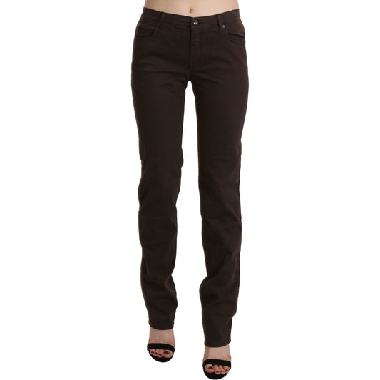 Ermanno Scervino Brown Mid Waist Skinny Slim Trouser Cotton Jeans