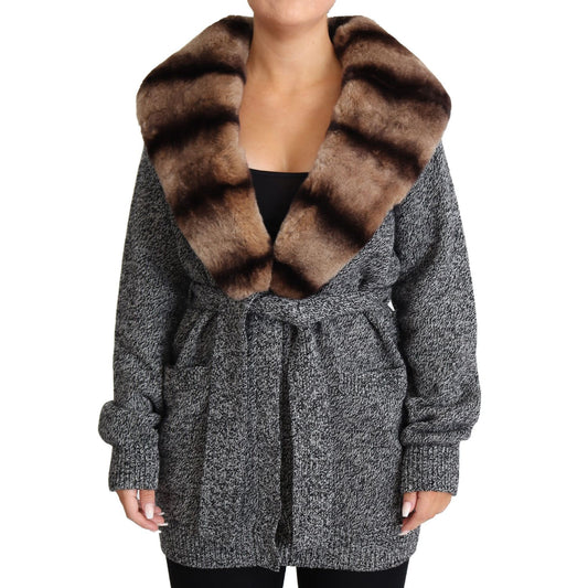 Dolce & Gabbana Gray Cardigan Fur Coat Cashmere Jacket1728,67345645728,Clothing,Coats - Jackets & Coats - Clothing,Dolce & Gabbana,Gray,IT38 | XS,Jackets & Coats - Clothing,Jackets & Coats - Women - Clothing,Material: 100% Cashmere,New with tags,Women,Wom