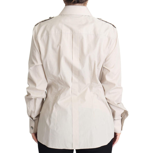 Dolce & Gabbana Beige Poplin Safari Fitted Pocket Shirt Top TSH5722-48