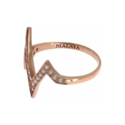 Nialaya Pink Gold 925 Silver Womens Clear Ring 1728,67345645728,Accessories,Category - Jewellery,clear CZ Crystals,EU47 | US4,Jewellery - Accessories,Jewelry,Material: Pink 18K Gold plated 925 Sterling Silver,Men,New with tags,Nialaya,Pink,Rings - Jewelle