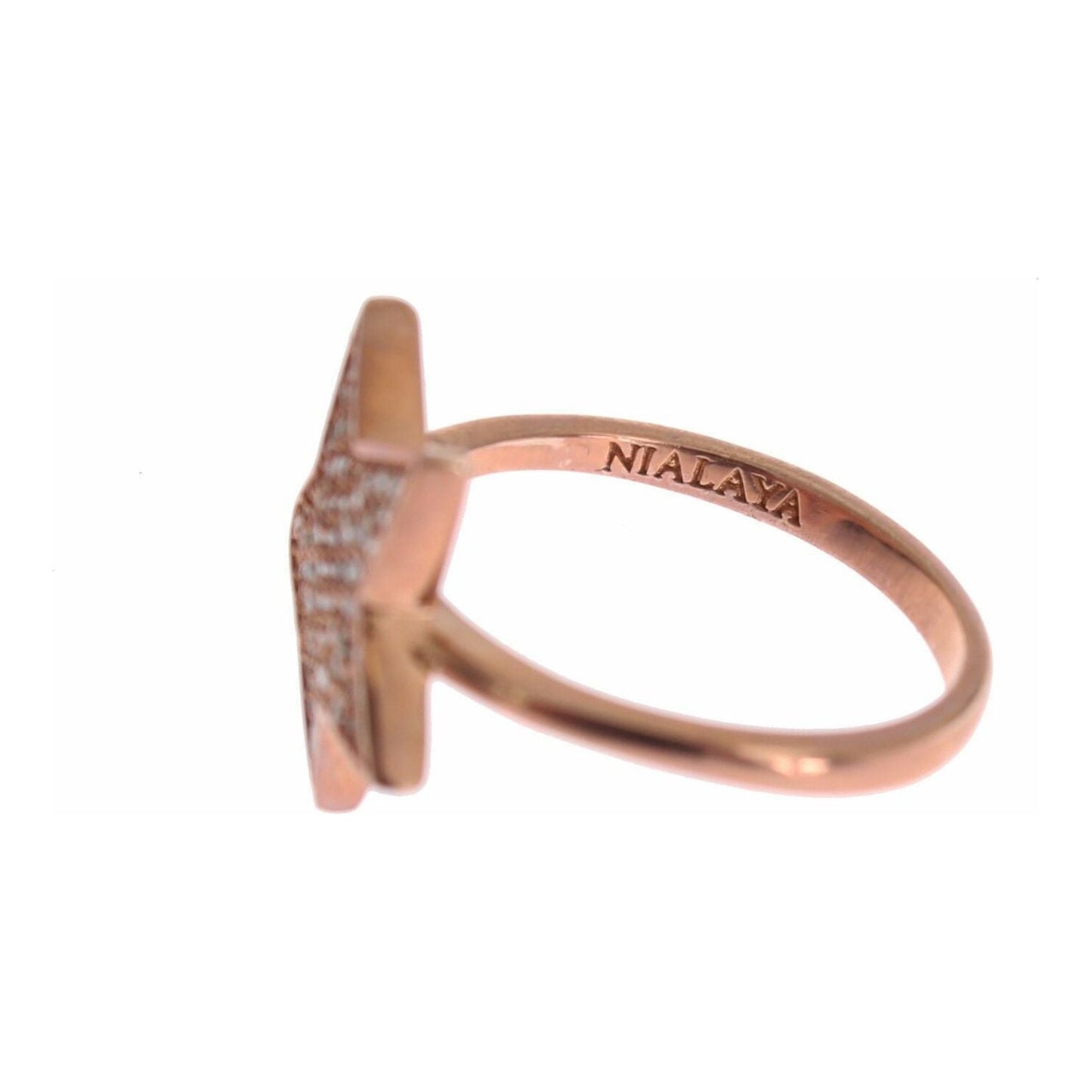 Nialaya Womens Clear CZ Star 925 Silver Ring 1728,5,67345645728,Accessories,Category - Jewellery,Clear CZ Crystals,EU49 | US5,EU51 | US5,EU54 | US7,EU57 | US8,Gold,Jewellery - Accessories,Jewelry,Material: Pink 18K Gold plated 925 Sterling Silver,Men,New