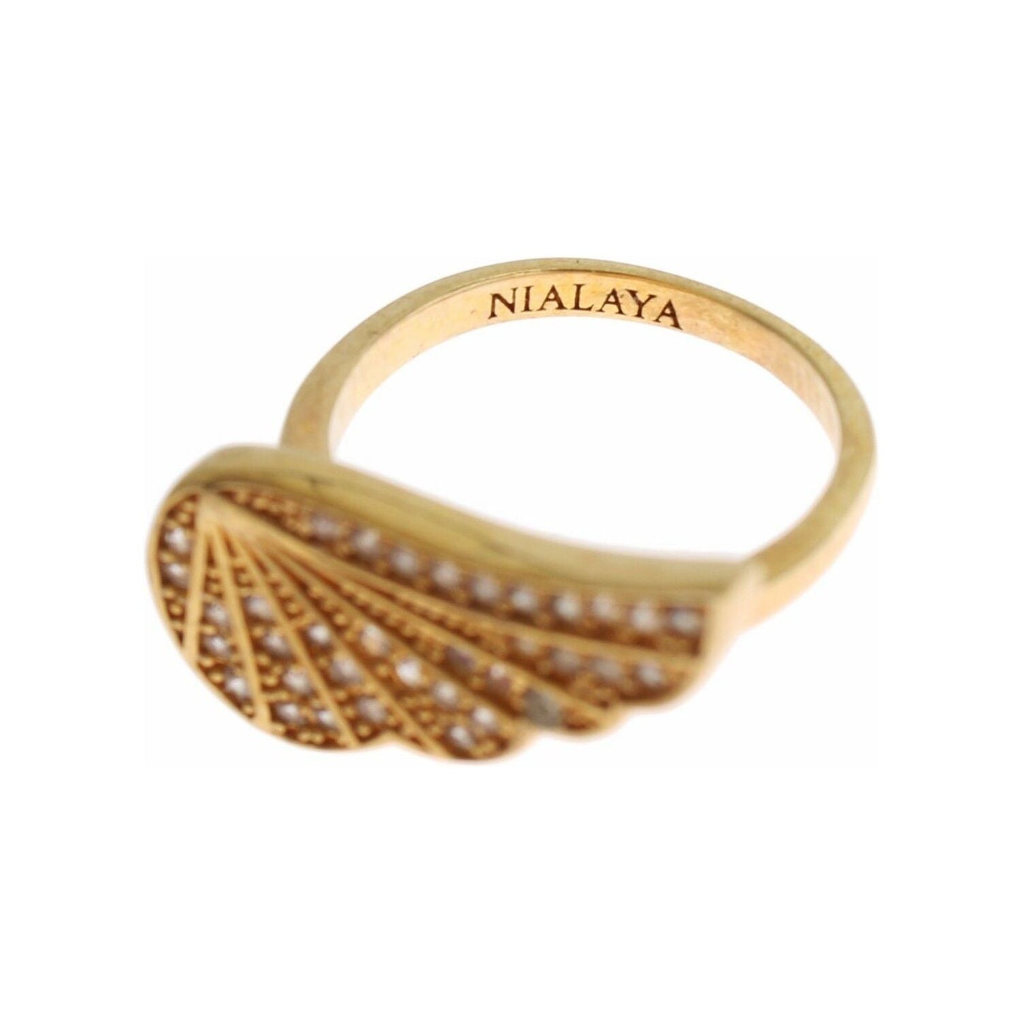 Nialaya Womens Clear CZ Gold 925 Silver Authentic Ring 1728,67345645728,Accessories,Category - Jewellery,clear CZ Crystals,EU48 | US4.5,Gold,Jewellery - Accessories,Jewelry,Material: 18K Gold plated 925 Sterling Silver,Men,New with tags,Nialaya,Rings - Je