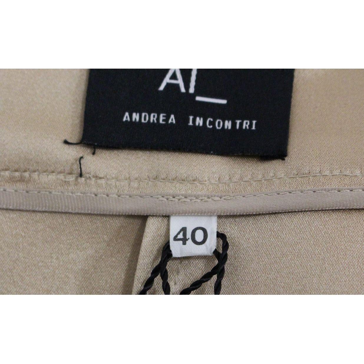 Andrea Incontri Brown Silk Solid Mini Pleated Skirt