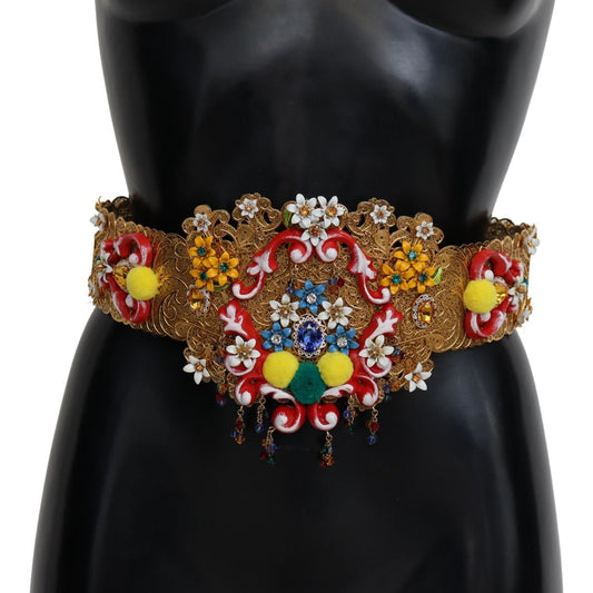 Dolce & Gabbana Embellished Floral Crystal Wide Waist Carretto Belt SMY100517-42
