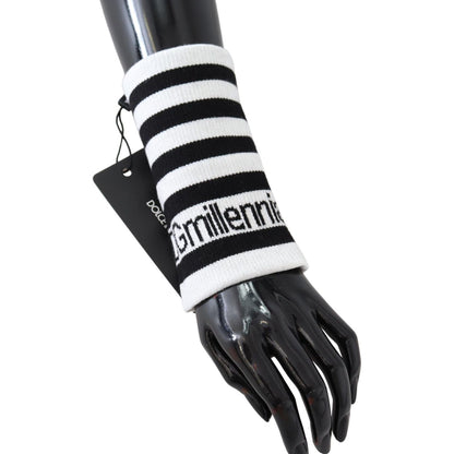 Dolce & Gabbana Black White Wool DGMillennials Wristband Wrap 1728,67345645728,Accessories,Black/White,Bracelets - Jewellery - Accessories,Dolce & Gabbana,Gloves - Men - Accessories,Jewellery - Accessories,Material: 90% Virgin Wool 5% Nylon 5% Spandex,Men