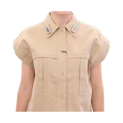 Andrea Incontri Beige Sleeveless Blouse Top