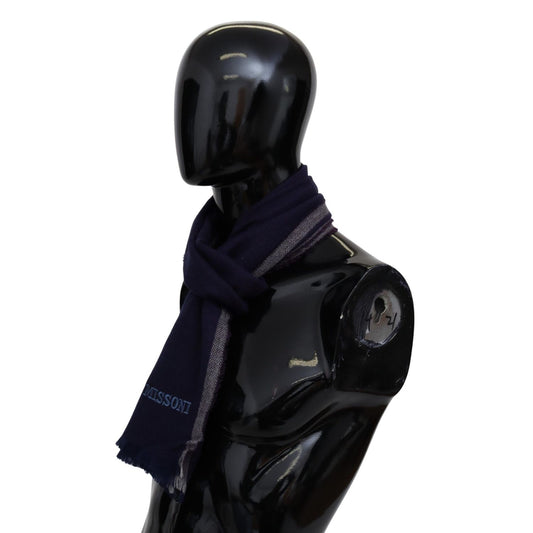 Missoni Multicolor Striped Wool Unisex Wrap Fringes Scarf