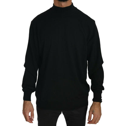 MILA SCHÖN Black Turtle Neck Pullover Top Virgin Wool Sweater