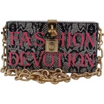 Dolce & Gabbana Gray Resin Dolce Box Clutch with Gold Details WOMAN SHOULDER BAGS Dolce & Gabbana Dark Slate Gray
