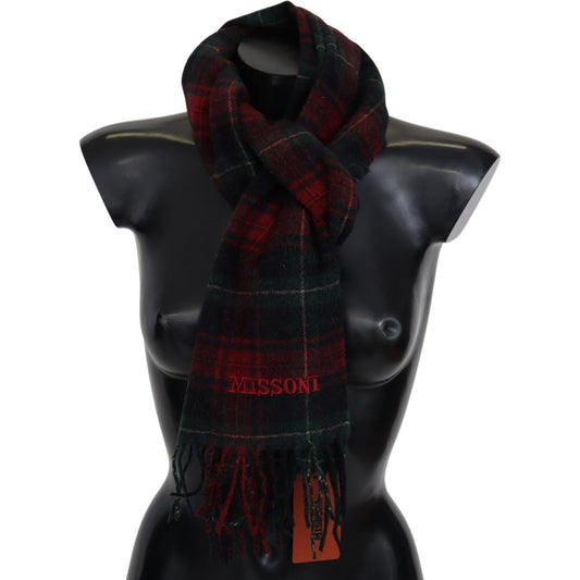 Missoni Black Red Check Wool Unisex Neck Wrap Fringes Scarf 1728,67345645728,Accessories,Black and Red,Material: 100% Virgin Wool,Men,Men - Accessories,Missoni,New with tags,Scarves - Accessories,Scarves - Men - Accessories,Scarves - Scarves - Accessories