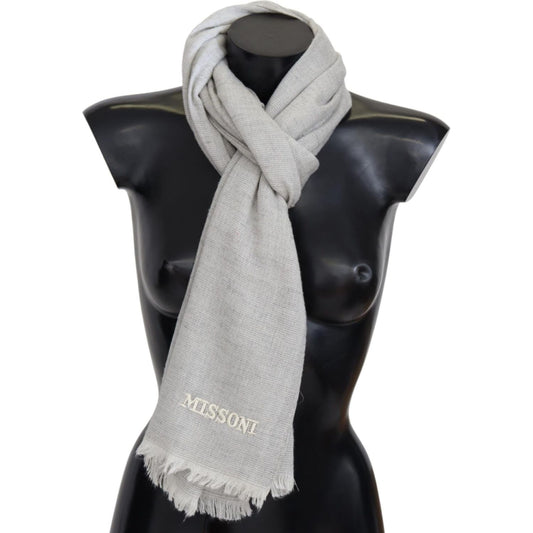 Missoni Gray Wool Knit Unisex Neck Wrap Scarf 1728,67345645728,Accessories,Gray,Material: 100% Wool,Men,Men - Accessories,Missoni,New with tags,Scarves - Accessories,Scarves - Men - Accessories,Scarves - Scarves - Accessories