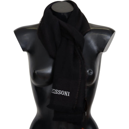 Missoni Black 100% Wool Unisex Neck Wrap Scarf 1728,67345645728,Accessories,Black,Material: 100% Wool,Men,Men - Accessories,Missoni,New with tags,Scarves - Accessories,Scarves - Men - Accessories,Scarves - Scarves - Accessories
