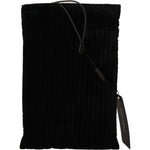 Dolce & Gabbana Black Velvet Quilt Drawstring Logo Plaque Pouch Bag VAS12537