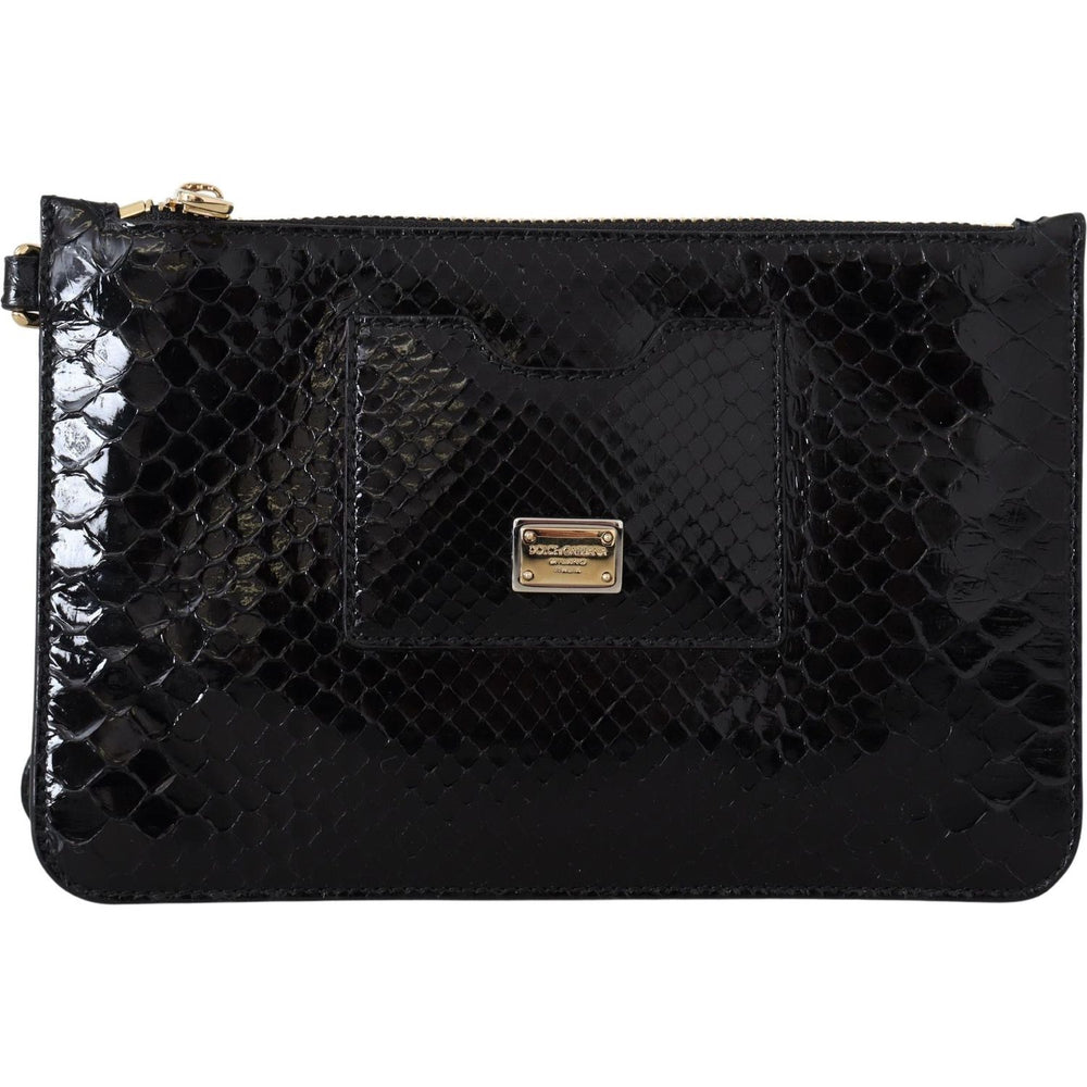 Dolce & Gabbana Exotic Leather Black Wristlet Wallet Dolce & Gabbana Black