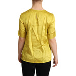 Dolce & Gabbana Yellow Silk Short Sleeve Blouse T-shirt TSH6305 -38