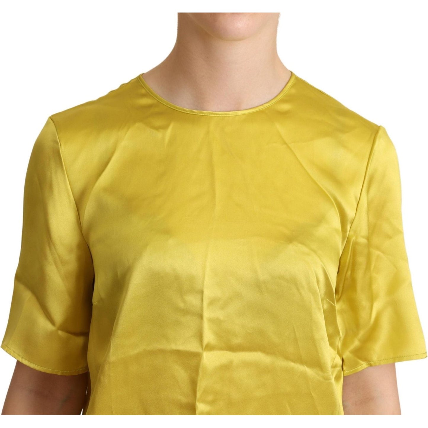Dolce & Gabbana Yellow Silk Short Sleeve Blouse T-shirt TSH6305 -38