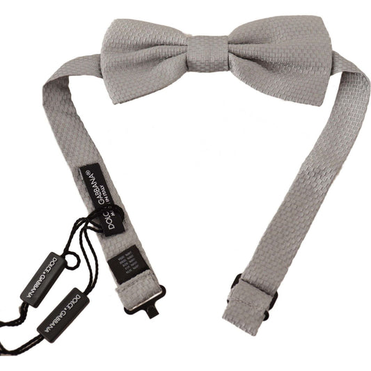 Dolce & Gabbana Silver Gray 100% Silk Adjustable Neck Papillon Bow Tie 1728,67345645728,Accessories,Bowties - Ties and Formal Accessories - Accessories,Dolce & Gabbana,Gray,Material: 100% Silk,Men,Men - Accessories,New with tags,Ties & Bowties - Men - Acc