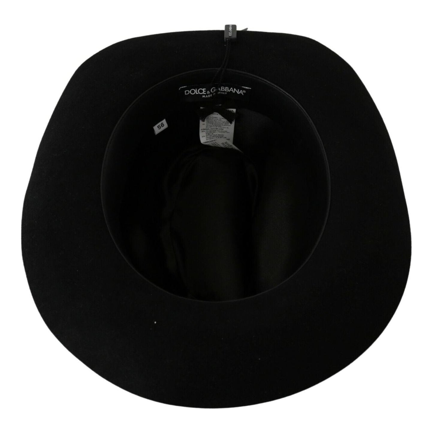 Dolce & Gabbana Black Lapin Amor Gignit Wide Brim Panama Hat
