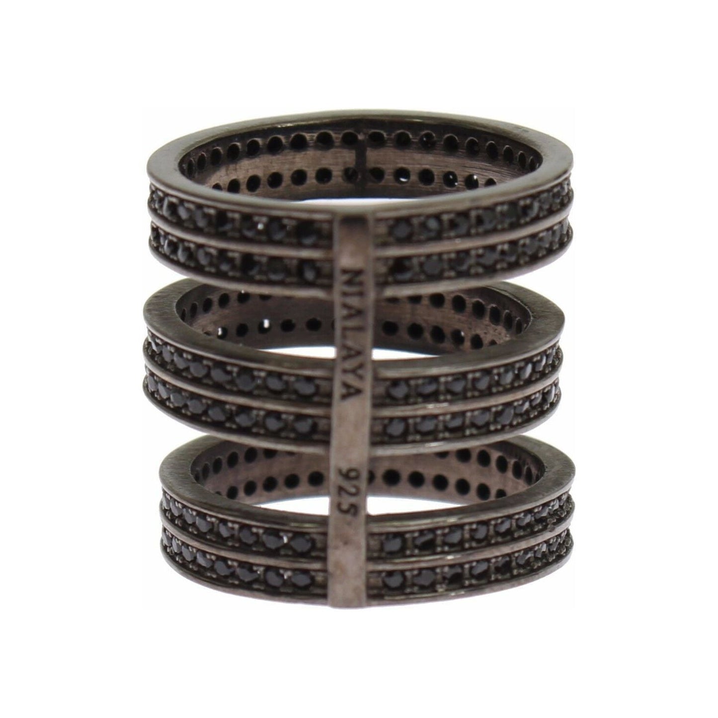 Nialaya Black CZ Rhodium 925 Silver Ring 1728,67345645728,Accessories,Black,black CZ Crystals,Category - Jewellery,EU50 | US5,Jewellery - Accessories,Jewelry,Material: Rhodium 925 Sterling Silver,Men,New with tags,Nialaya,Rings - Jewellery - Accessories,R