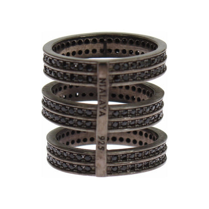 Nialaya Black CZ Rhodium 925 Silver Ring 1728,67345645728,Accessories,Black,black CZ Crystals,Category - Jewellery,EU50 | US5,Jewellery - Accessories,Jewelry,Material: Rhodium 925 Sterling Silver,Men,New with tags,Nialaya,Rings - Jewellery - Accessories,R