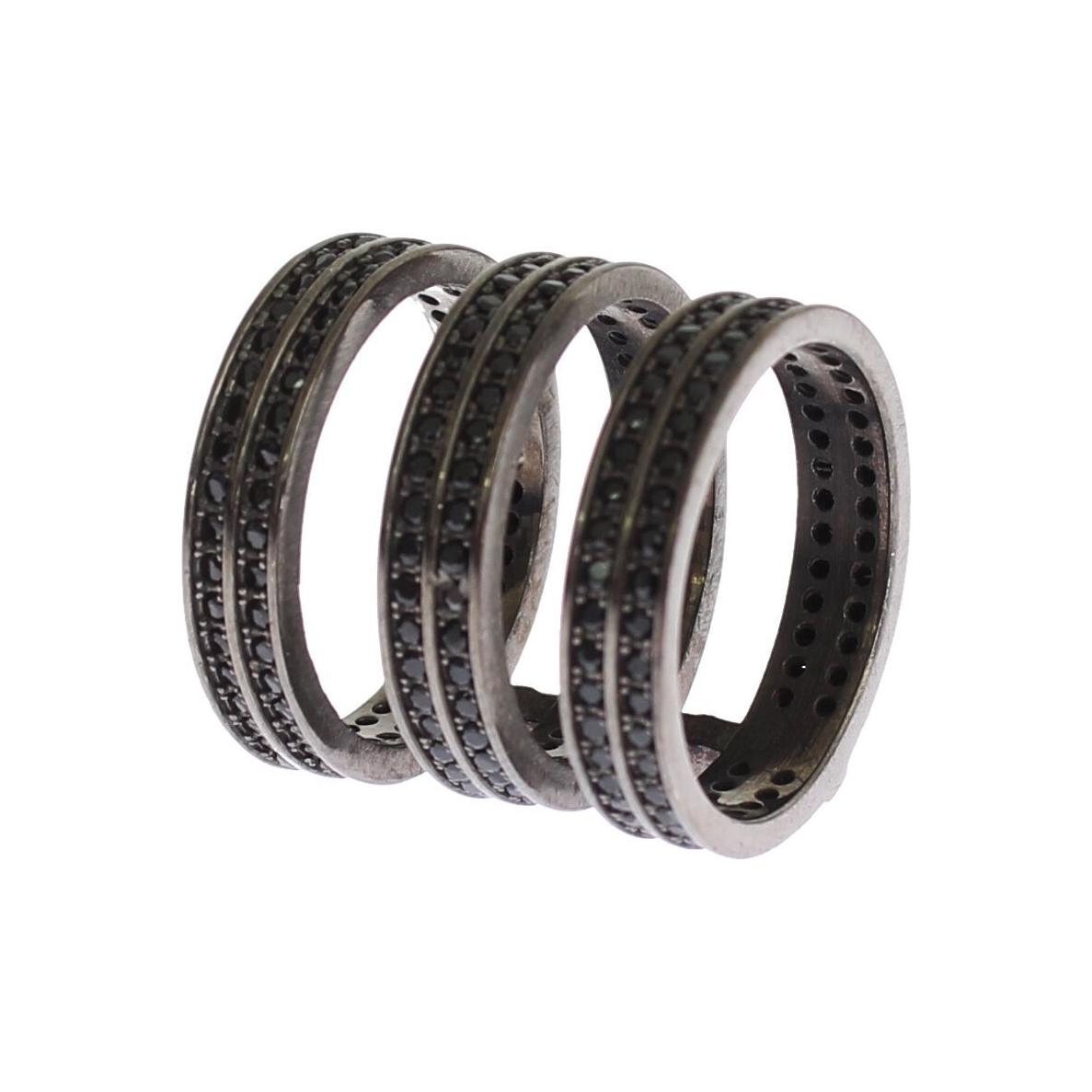 Nialaya Black CZ Rhodium 925 Silver Ring 1728,67345645728,Accessories,Black,black CZ Crystals,Category - Jewellery,EU50 | US5,Jewellery - Accessories,Jewelry,Material: Rhodium 925 Sterling Silver,Men,New with tags,Nialaya,Rings - Jewellery - Accessories,R