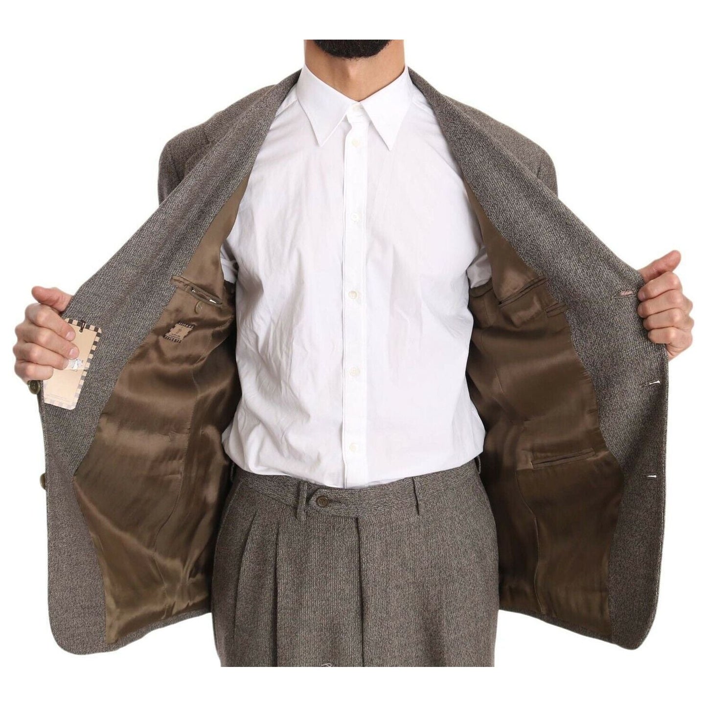 Fendi Brown Wool Regular Single Breasted Suit