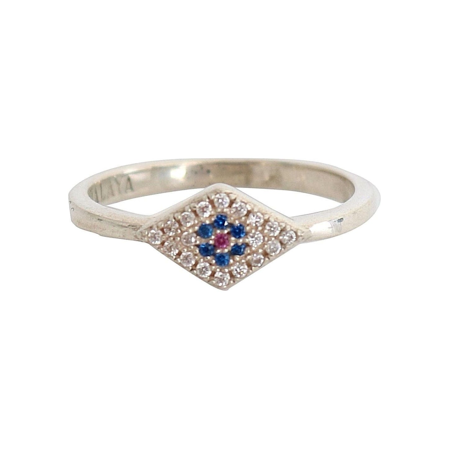 Nialaya Blue Red CZ 925 Silver Womens Clear Ring 1728,5,67345645728,Accessories,Category - Jewellery,CZ Crystals,EU57 | US8,Jewellery - Accessories,Jewelry,Material: B925 Sterling Silver,Men,New with tags,Nialaya,Rings - Jewellery - Accessories,Rings - Wo