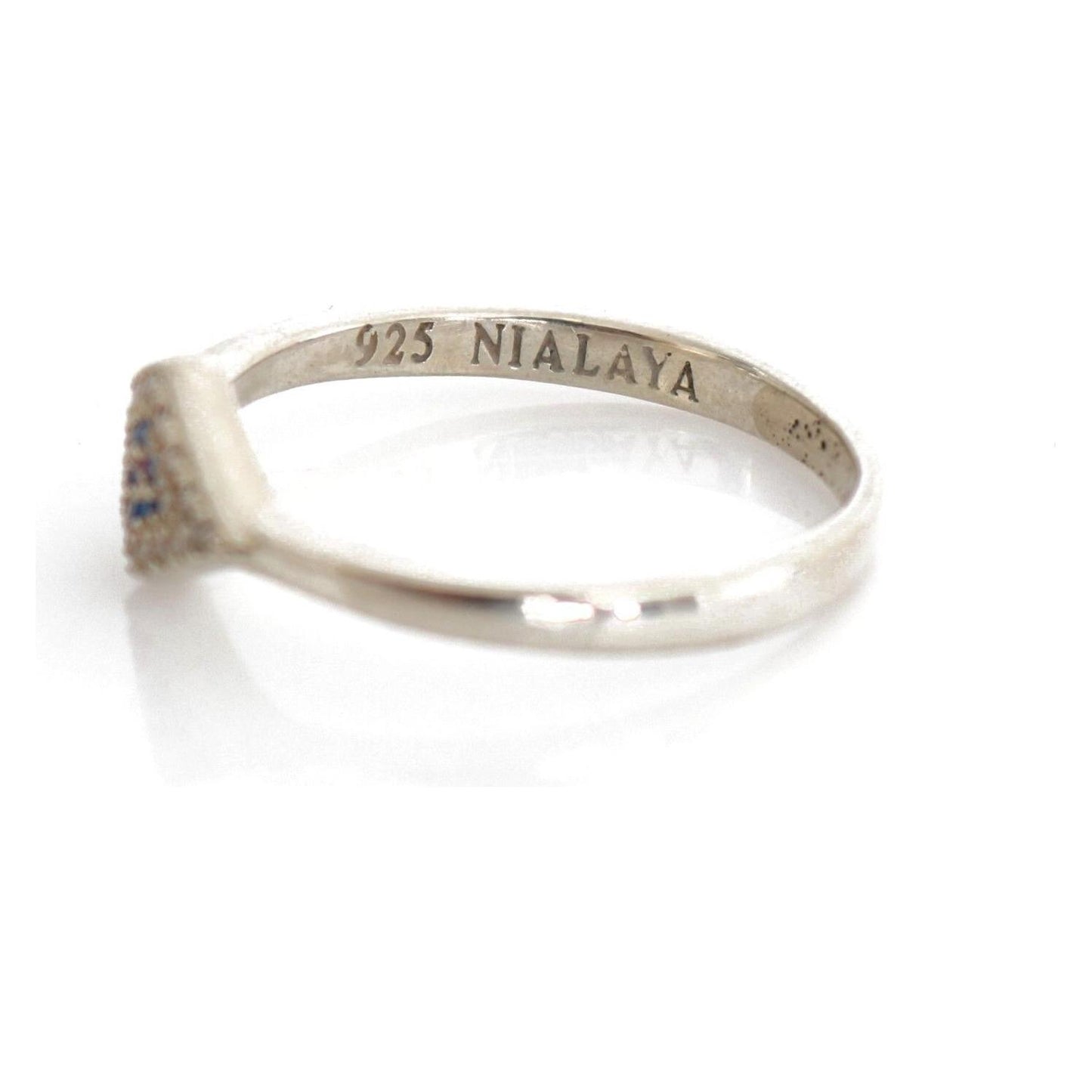 Nialaya Blue Red CZ 925 Silver Womens Clear Ring 1728,5,67345645728,Accessories,Category - Jewellery,CZ Crystals,EU57 | US8,Jewellery - Accessories,Jewelry,Material: B925 Sterling Silver,Men,New with tags,Nialaya,Rings - Jewellery - Accessories,Rings - Wo