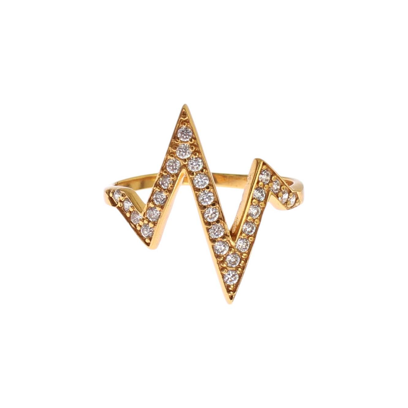 Nialaya Gold 925 Silver Womens Clear CZ 18K Ring 1728,67345645728,Accessories,Category - Jewellery,clear CZ Crystals,EU47 | US4,Gold,Jewellery - Accessories,Jewelry,Material: 18K gold plated 925 Sterling Silver,Men,New with tags,Nialaya,Rings - Jewellery
