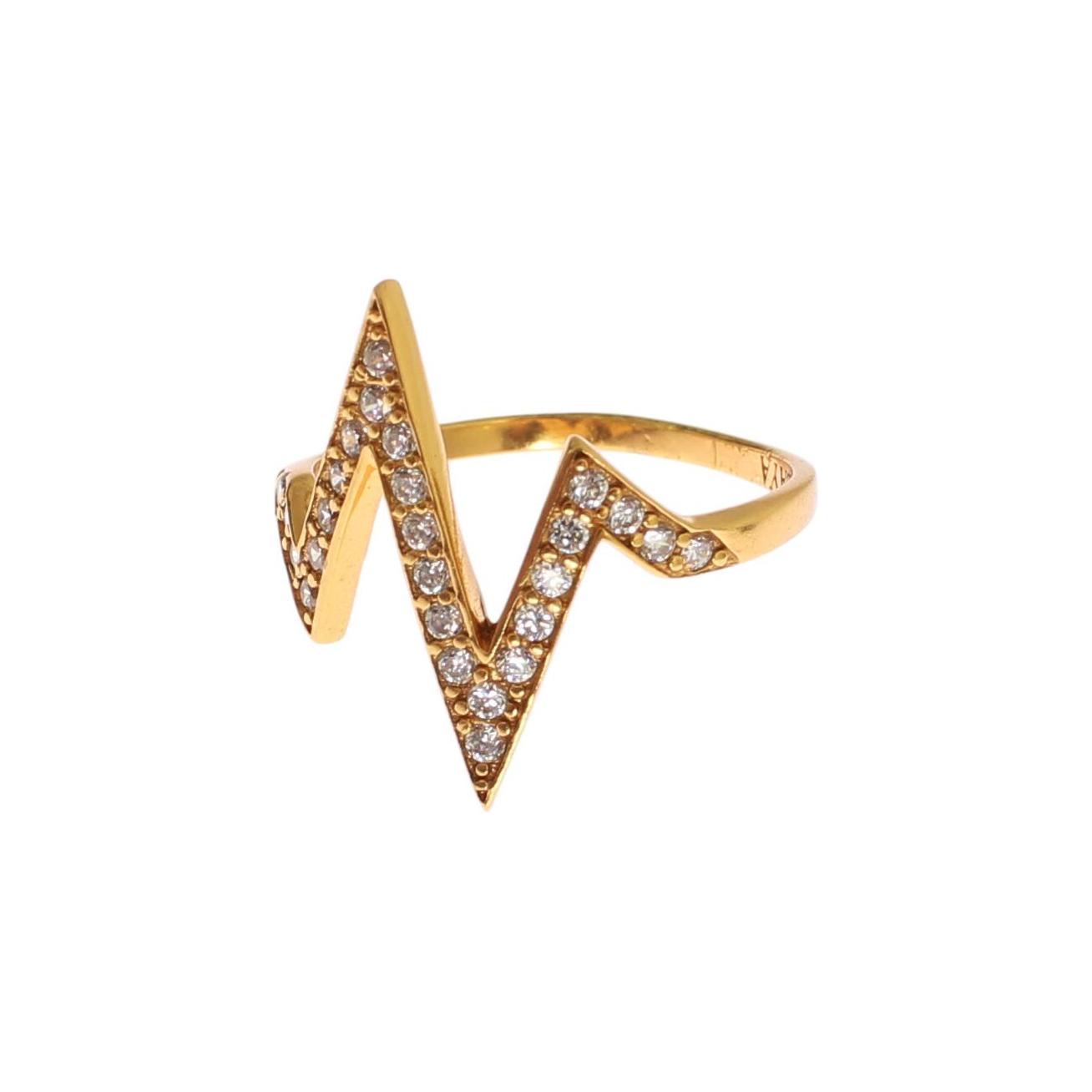 Nialaya Gold 925 Silver Womens Clear CZ 18K Ring 1728,67345645728,Accessories,Category - Jewellery,clear CZ Crystals,EU47 | US4,Gold,Jewellery - Accessories,Jewelry,Material: 18K gold plated 925 Sterling Silver,Men,New with tags,Nialaya,Rings - Jewellery