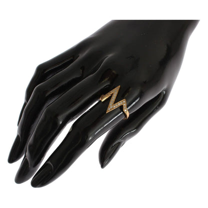 Nialaya Gold 925 Silver Womens Clear CZ 18K Ring 1728,67345645728,Accessories,Category - Jewellery,clear CZ Crystals,EU47 | US4,Gold,Jewellery - Accessories,Jewelry,Material: 18K gold plated 925 Sterling Silver,Men,New with tags,Nialaya,Rings - Jewellery