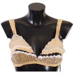 Dolce & Gabbana Chic Beige Crochet Cropped Top WOMAN TOPS AND SHIRTS Dolce & Gabbana Dark Slate Gray
