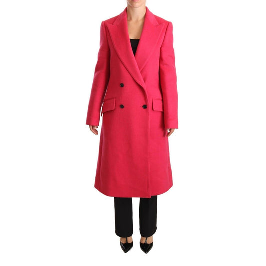 Dolce & Gabbana Pink Double Breasted Trenchcoat Jacket1728,25% Cashmere,67345645728,Clothing,Dolce & Gabbana,IT38|XS,Jackets & Coats - Clothing,Jackets & Coats - Women - Clothing,Material: 75% Virgin Wool,New with tags,Pink,Trench Coats - Jackets & Coats