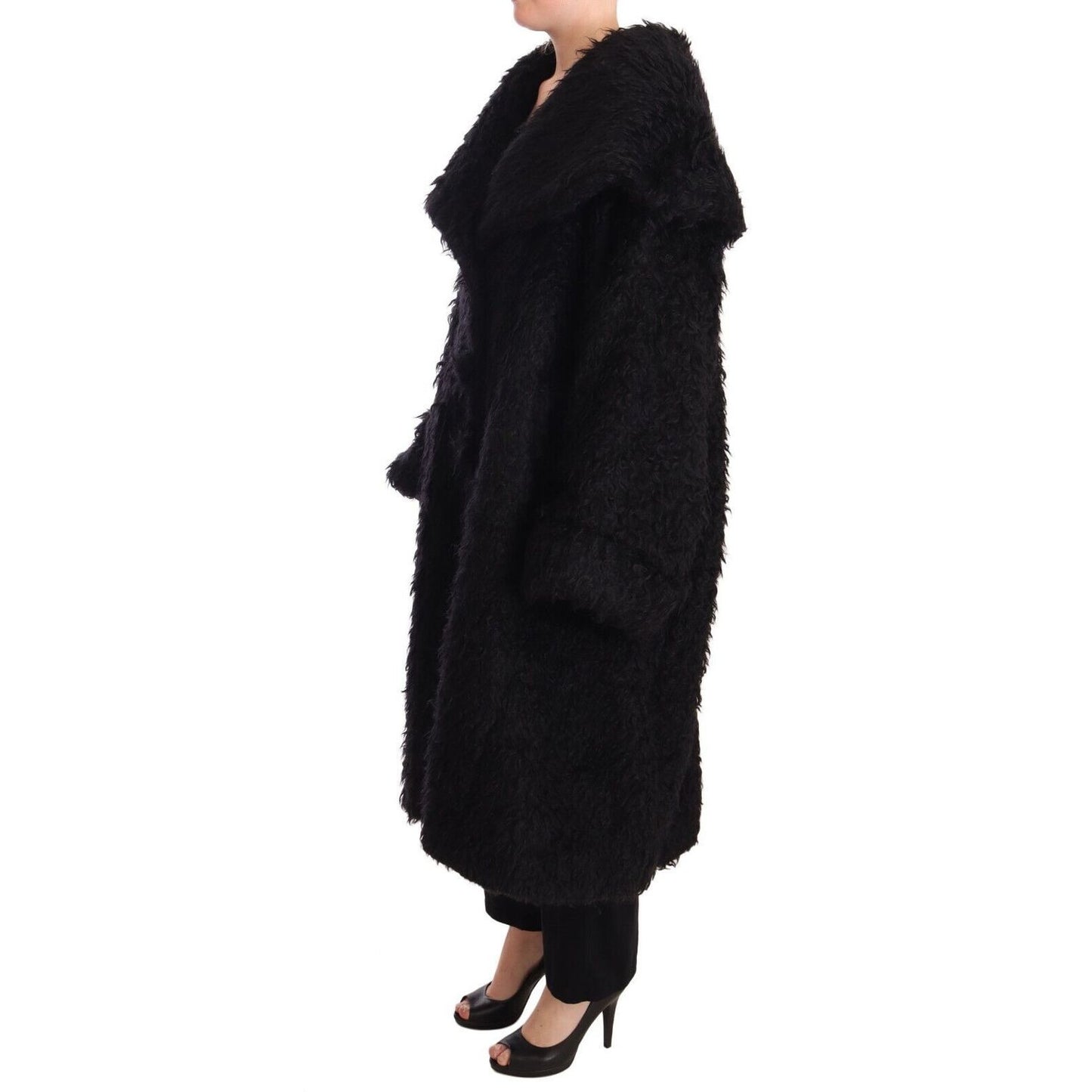 Dolce & Gabbana Black Mohair Fur Cape Trench Coat Jacket16% Nylon,1728,18% Wool,67345645728,Black,Clothing,Dolce & Gabbana,IT40 | M,Jackets & Coats - Clothing,Jackets & Coats - Women - Clothing,Material: 66% Mohair,New with tags,Trench Coats - Jackets & C