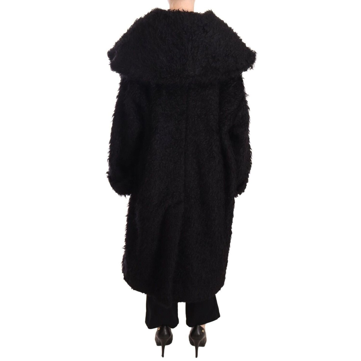 Dolce & Gabbana Black Mohair Fur Cape Trench Coat Jacket16% Nylon,1728,18% Wool,67345645728,Black,Clothing,Dolce & Gabbana,IT40 | M,Jackets & Coats - Clothing,Jackets & Coats - Women - Clothing,Material: 66% Mohair,New with tags,Trench Coats - Jackets & C