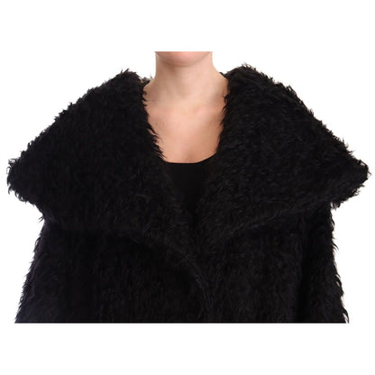 Dolce & Gabbana Black Mohair Fur Cape Trench Coat Jacket16% Nylon,1728,18% Wool,67345645728,Black,Clothing,Dolce & Gabbana,IT40 | M,Jackets & Coats - Clothing,Jackets & Coats - Women - Clothing,Material: 66% Mohair,New with tags,Trench Coats - Jackets & C