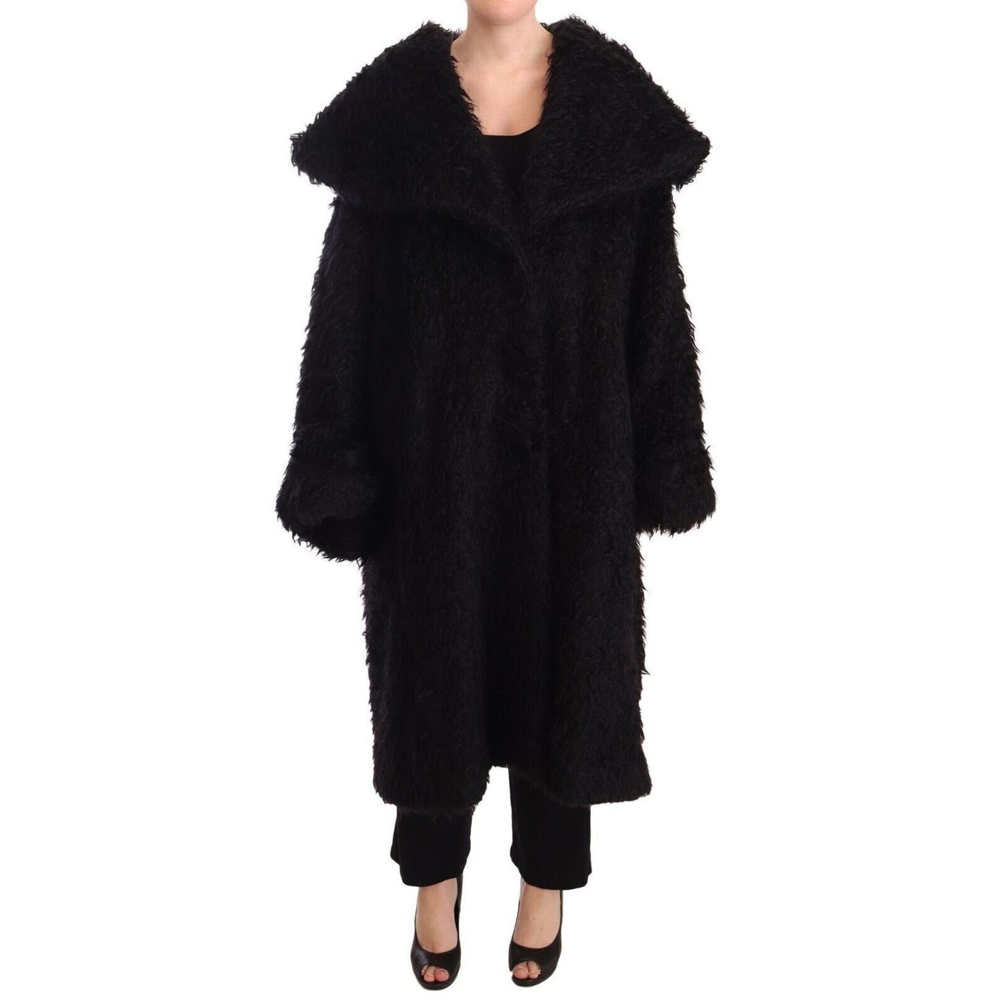 Dolce & Gabbana Black Mohair Fur Cape Trench Coat Jacket16% Nylon,1728,18% Wool,67345645728,Black,Clothing,Dolce & Gabbana,IT40 | M,Jackets & Coats - Clothing,Jackets & Coats - Women - Clothing,Material: 66% Mohair,New with tags,Trench Coats - Jackets & C