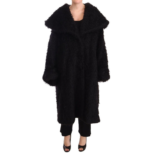 Dolce & Gabbana Black Mohair Fur Cape Trench Coat Jacket16% Nylon,1728,18% Wool,67345645728,Black,Clothing,Dolce & Gabbana,IT40 | M,Jackets & Coats - Clothing,Jackets & Coats - Women - Clothing,Material: 66% Mohair,New with tags,Trench Coats - Jackets & C