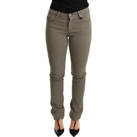 Ermanno Scervino Green Low Waist Skinny Slim Trouser Cotton Jeans