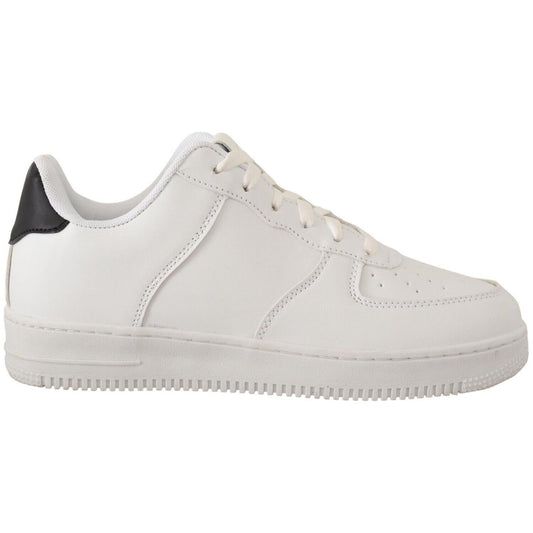 SIGNS White Leather Perforated Lace Up Sneakers Casual Men Shoes