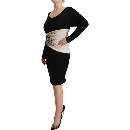 Roberto Cavalli Black Silver Sheath Knee Length Dress