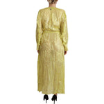 Patrizia Pepe Sunshine Silk Blend Maxi Dress - Long Sleeves & Plunge WOMAN DRESSES Patrizia Pepe Dark Khaki