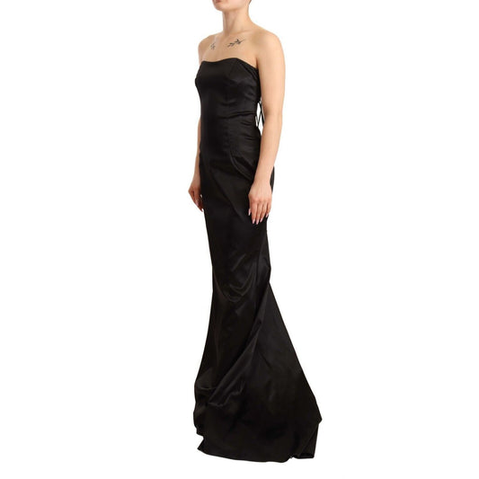 Dolce & Gabbana Black Silk Stretch Sheath Mermaid Gown Dress