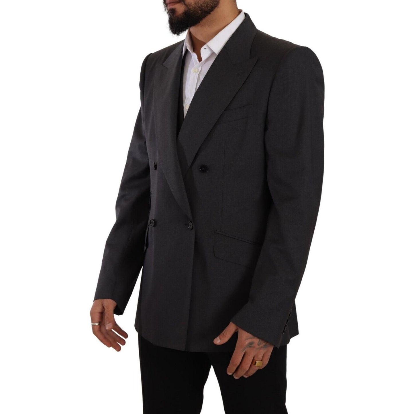Dolce & Gabbana Gray Double Breasted 2 Piece SICILIA Blazer